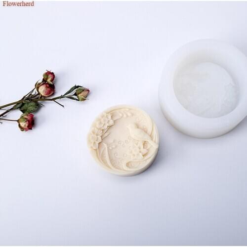 Bird and Flowers Silicone Mold Handmade Soap Round Flower Mold Food Grade Silicone Mold Cold Soap Silicone Mold Soap Making Set