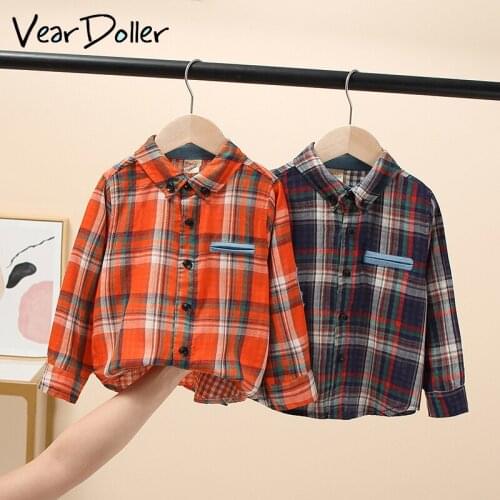 VearDoller Boys Shirts 2021 New Arrival Childrens Clothing for 2-8Years Baby Boy Girl Tops Spring Kids Long Sleeve Plaid Shirts