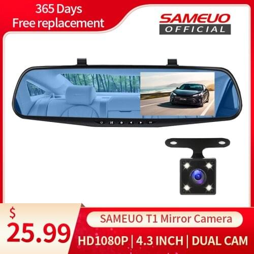 Mirror cam car dvr with 2 cam Video recorder Dash Cam FHD1080P Dashcam 4.3inch Mirror Camera Car Dvr recorder Reverse camera