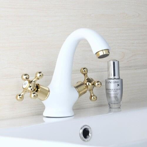 Hello 97175 Bathroom Faucet torneira Mixers,Taps Dual Handles Single Hole Basin Sink Faucet Luxury Painting Finish Mixer