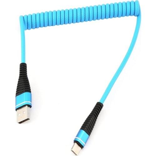 USB-C Type C Cable Coiled Spring Spiral Type-C Male Extension Cord Data Sync Charger Wire Charging Cable