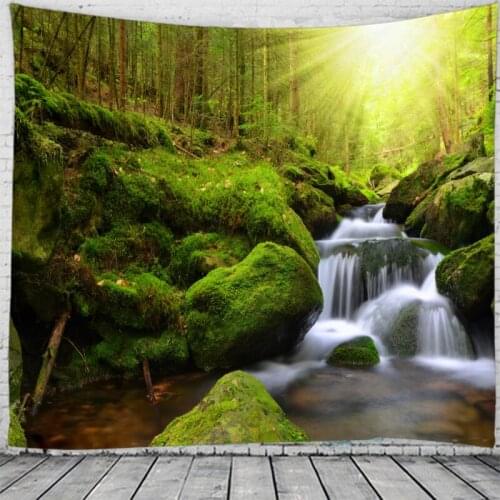 Magnificent Waterfall Scenery Wall Tapestry Hanging Flower Psychedelic Tapestry Wall Hanging Decor Halloween Deco