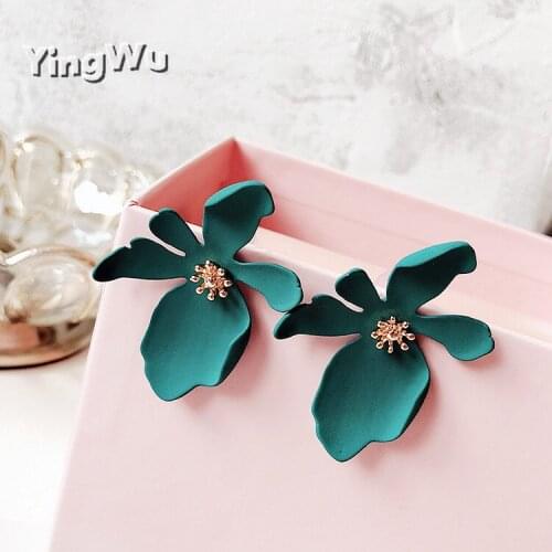 Yingwu 2019 New Geometric Women Trendy Stud Earrings Korean Earrings Acrylic Big Flowers Metal Stamen Earrings Female