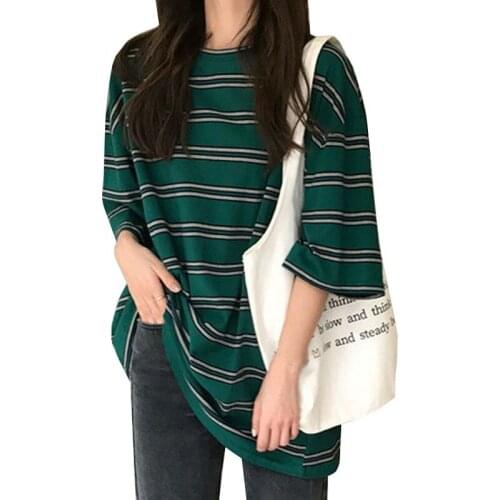 Summer Fashion Woman TShirts Striped Short Sleeve Women T Shirt Loose Tee Tops Oversized Casual Female T Shirt Harajuku T Shirts