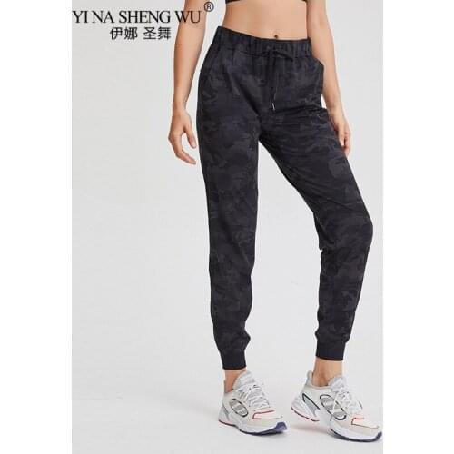 Women Yoga Pants Workout Joggers Soft Elastic Fabric with Two Side Pockets Loose Pants Outdoor Gym Sport Leggings Sportswear New