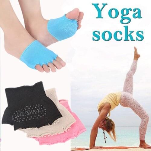 6 Colors 1Pair Toes Protection Sports Ballet Cotton Sweat Absorbing Half Size Nonslip Full Finger Half Palm Toe Socks Yoga Socks