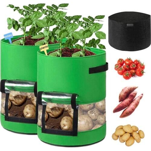 1PC Growing Bag Visualization Plant Grow Bags with Handles Flap Window Garden Vegetables Planter Bag for Potato Tomato