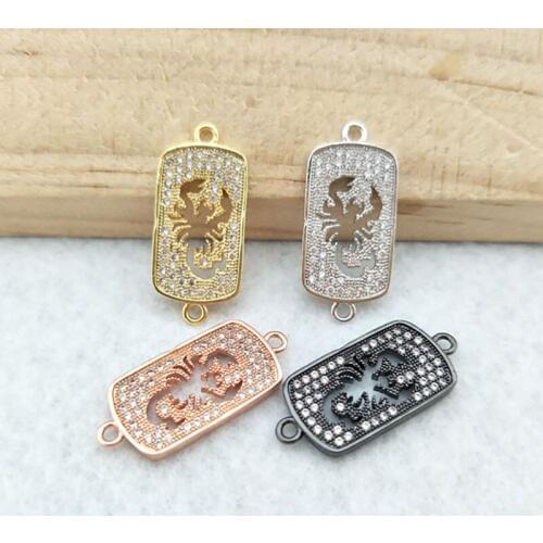 10 Pieces CZ zircon Micro Pave hollow out scorpion Connector,Double Bails Beads Charm,for DIY Bracelets Jewelry Finding CT350