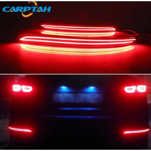 2PCS For Hyundai Elantra 2016 2017 2018 LED Rear Fog Lamp Car LED Bumper Light Brake Light Turn Signal Indicator Reflector