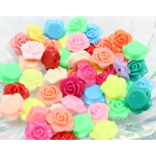 400 holesale quality resin Acrylic Rose Flower Floral 3D Bead Stickers Decorations 13mm mix color
