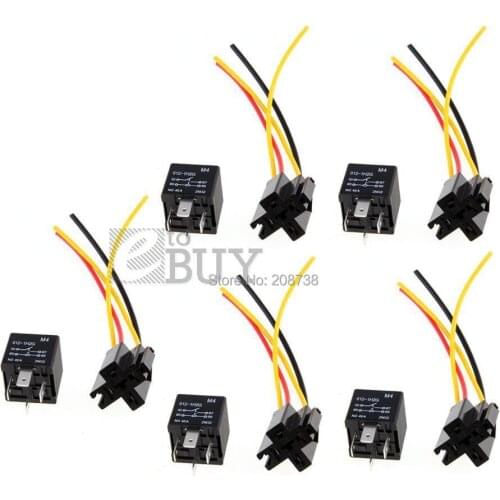 5pcs 12V SPST Relay + Wire Socket Car Automotive Alarm 40A