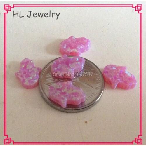 50PCS/Lot 8*10MM Tiny Hamsa Hand Opal OP10 Bubble Gum Pink Color Syntehtic Opal Hamsa For DIY Bracelet