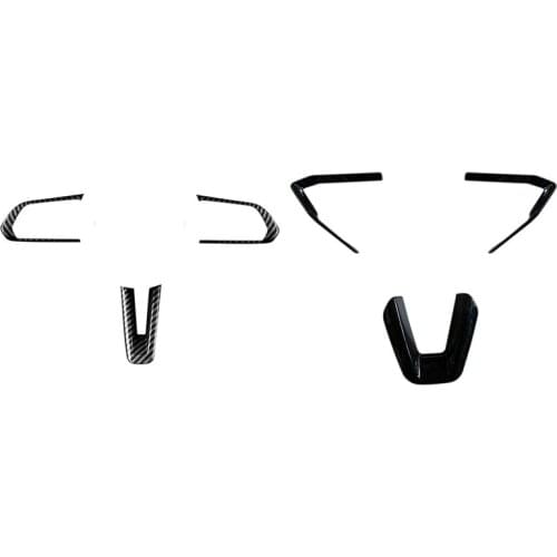 6 Pcs Carbon Fiber Steering Wheel Frame Cover Moulding, Car Interior Accessories-Carbon Fiber + Abs & Carbon Fiber