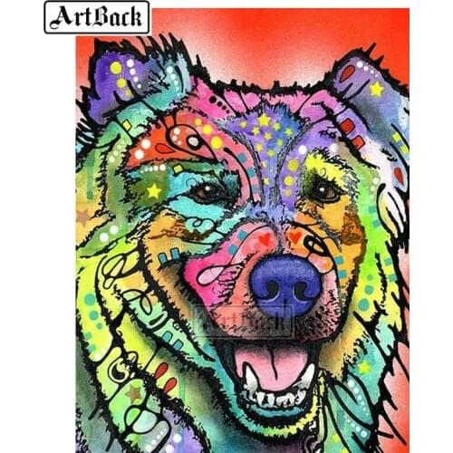 New 5D Diamond Painting Color Dog Picture Mosaic Embroidery Full Square Drill Resin 3d Crafts Home Decoration ARD236