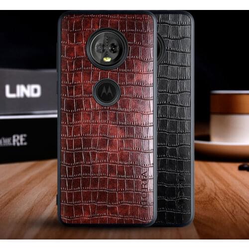 Case for Motorola G6 Plus funda luxury crocodile pattern leather soft TPU hard cover for Motorola G6 Plus case funda