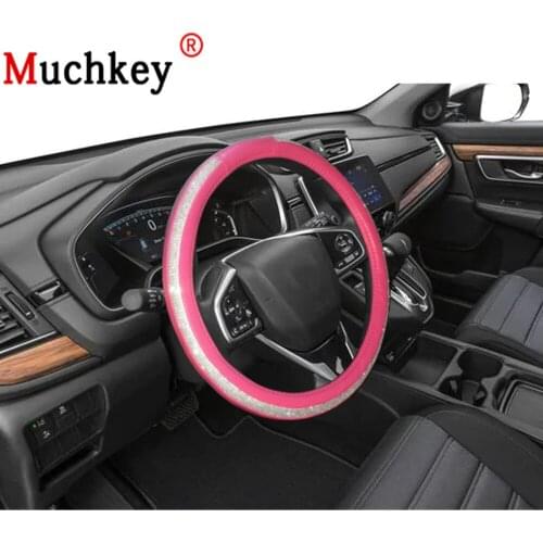 MUCHKEY Brand For Honda CR-V 2018 Car Steering Wheel Cover Luxury Crystal Leather Anti-Slip Auto Accessories Interior