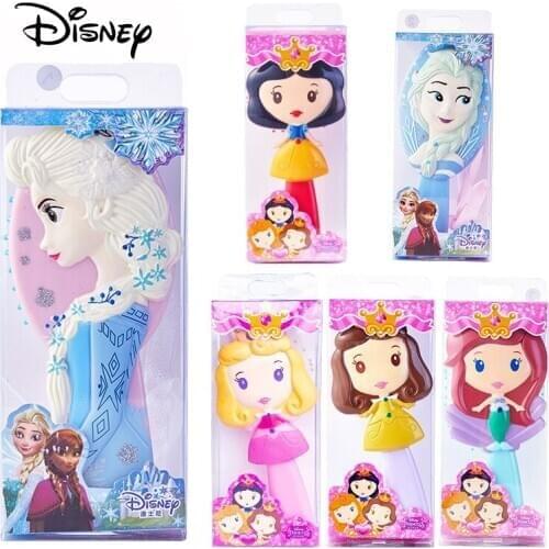 Disney Princess Kids Hair Comb Frozen Elsa Girl Hair Brush Cartoon Bell Mermaid Comb Baby Girl Hairbrush Infant Brushes Combs