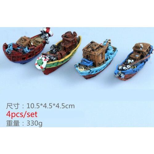 Aquarium design, sunken ship, aquarium decoration, rockery, broken boat, fishing boat, old boat, shelter ornament