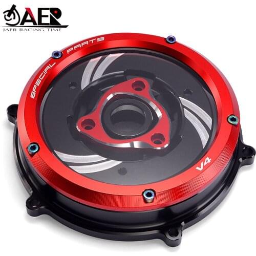 For Ducati Panigale V4 V4S V4 Speciale 2018 2019 CNC Clear Clutch Cover & Clutch Pressure Plate & Spring Retainer Ring