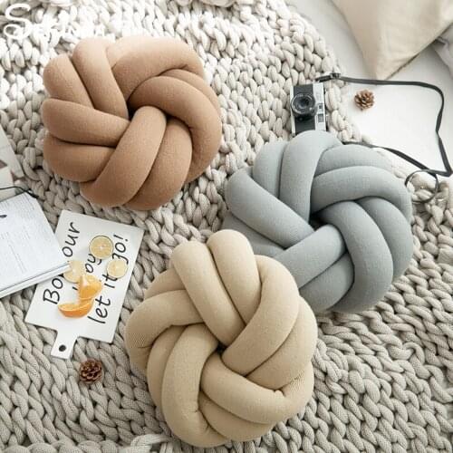 Sefinna Cotton DIY Hand Knot Back Cushions Cozy Car Lumbar Pillow Home Decorative Sofa Seat Cushion Soft Office Hand Rest Pillow