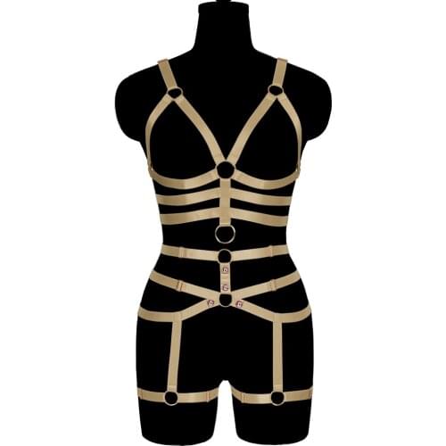 Bondage Full Body Harness For Women 2PC Erotic Lingerie Set Sword Belt Hollow Bra Suspenders Garters Exotic Dress Dance Costumes