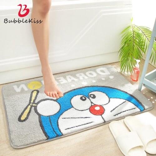 Bubble Kiss Blue Cartoon Home Cute Thickened Floor Mat Soft Lamb Wool Strong Water Absorption Entrance Carpet Anti Slip Area Rug