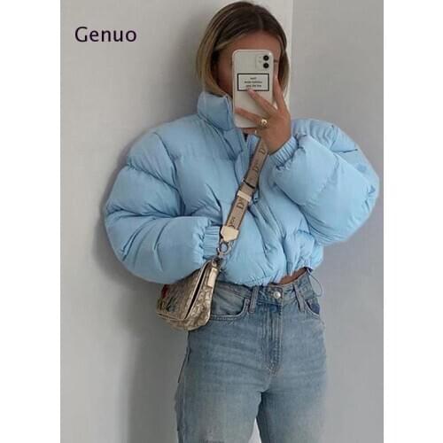 Women Short Puffer Jacket Cotton-Padded Thick Drawstring Parkas Zipper Winter Bubble Coat Warm Casual Hot Street Outfits