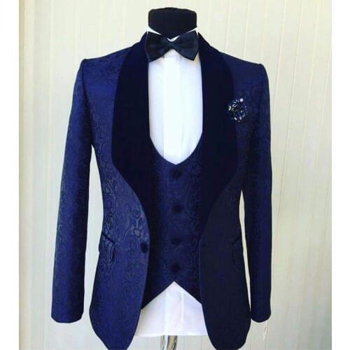Hot Selling Groomsmen One Button Groom Tuxedos Shawl Lapel Men Suits Wedding Best Man Blazer ( Jacket+Pants+Bow Tie+Vest ) C181