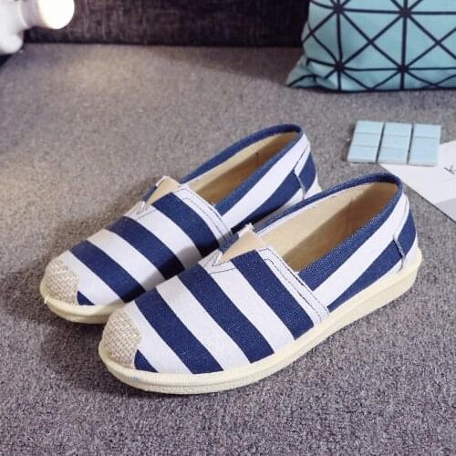 Fashion Striped Ladies Canvas Shoes, Casual Fisherman Shoes, Beautiful Peas Shoes, Cheap and Practical