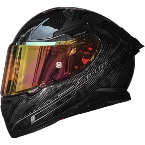 TT Motorcycle Mens Helmet Motorcycle Carbon Fiber Full Face Helmet Four Seasons Universal Racing Personality Helmet P-LITE