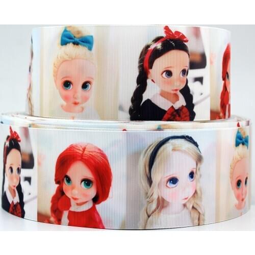 Cartoon pretty girl printed grosgrain ribbon 16-75mm DIY handmade materials hair accessories wedding gift wrap tape ribbons