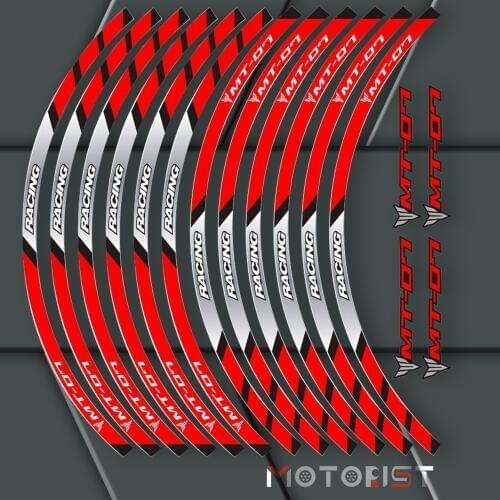 A set of 12pcs high quality motorcycle wheel decals waterproof Reflective stickers rim stripes For Yamaha MT-07 MT07