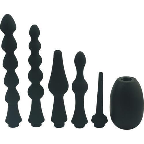 New design douche silicone enema syringe shower 5pcs head 1 pcs bulb kit anal butt plug gay nozzles tip gay sex toys