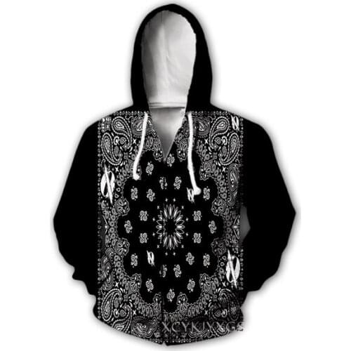 New Bandana Pattern 3D Print Causal Clothing New Fashion Men/ Women Zipper Hoodies Plus size S-7XL harajuku man hoodies