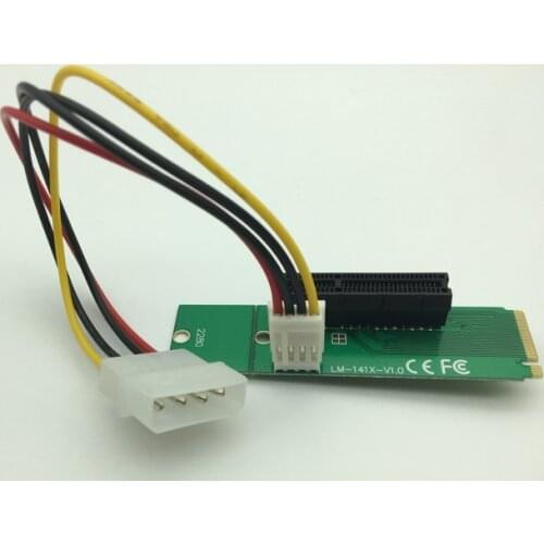 New PCI-E 4X Female to NGFF M.2 M Male Adapter Key 4Pin Power Cable Converter Card Riser Card for BTC Miner Mining Drop Shipping