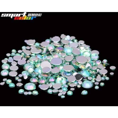 Nwest Fashion Many Sizes Green AB Color Acrylic Rhinestones Shoes Clothing Decorations Sparkling Nail Art Decorations