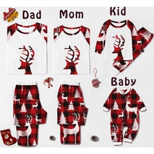 Family Matching Outfits Dad Son Baby Kids Print Plaid Suit For Family Pajamas Set new year Mother Daughter Pajamas Set Christmas