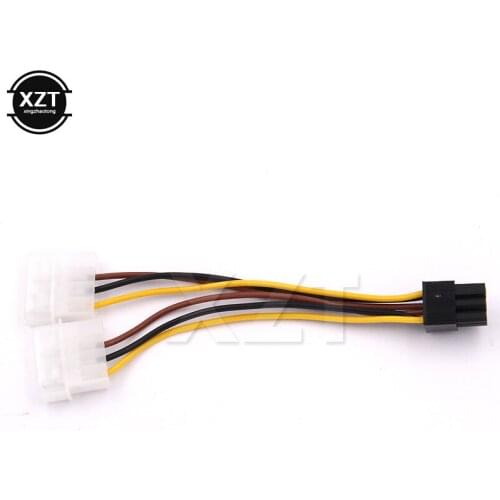 Wholesale 5PCS/lot Graphics Card Display Card Video Card Power Cord Double Lde 4 pin to 6 pin Power Cable 15CM