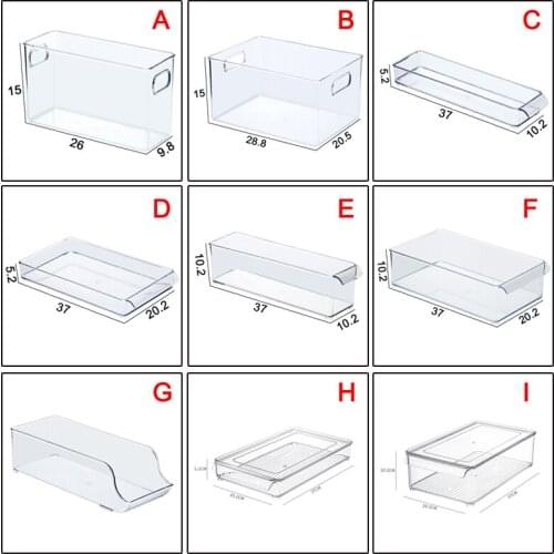 Plastic Kitchen Pantry Cabinet Refrigerator Freezer Food Storage Bins with Handles Transparent AA