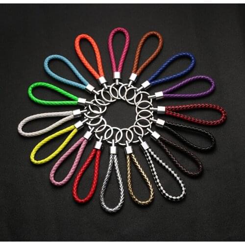 PU Leather Braided Woven Rope Keychain DIY bag Pendant Key Chain Holder Car Keyring Men Women Key Holder Gifts