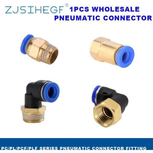 1PCS Pneumatic Connector PC/PCF/PL/PLF 4/6/8/10/12 Mm Fitting Thread 1/8" 1/4" 3/8" 1/2" Air Tube Female Straight Hose