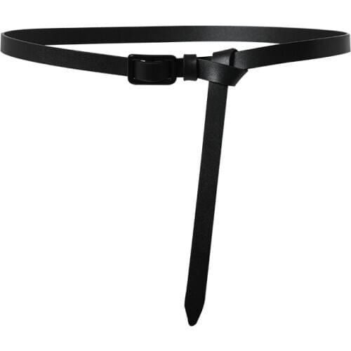 Fashion Thin Cowhide Waist Belts Women Solid Soft Real Leather Waistband Dress Strap Ceinture Femme Cowskin Long Knot Belt Gifts