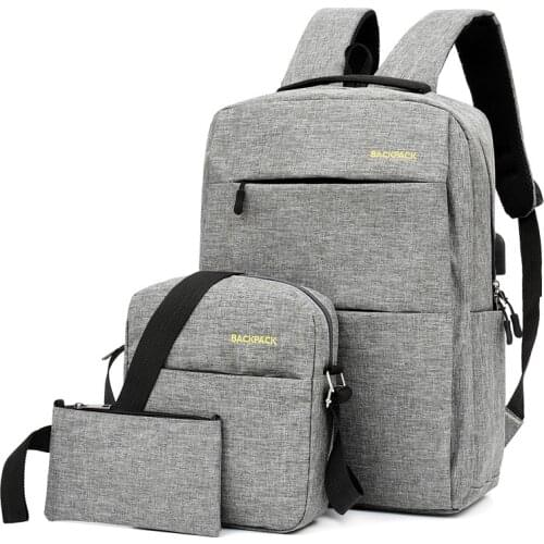 Backpack Embroidered Three-piece Schoolbag Male and Female Student Backpack Outdoor Travel Backpack Man Backpack Backpack Purse
