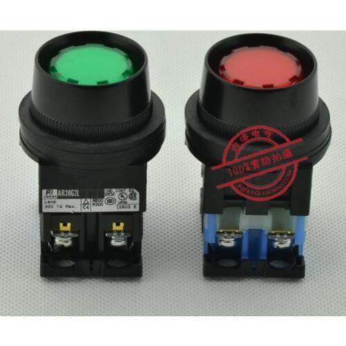 [ SA ]FUJI 30mm push button switch with iron grommet self-resetting AR30G3L-10E4 * 1NO 24V incandescent--10PCS/LOT