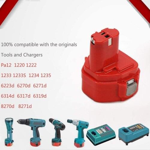 Replacement Battery For Makita 12V 3000mAh Ni MH Rechargeable Battery Power Tools Bateria PA12 1220 1222 1235 1233S 6271D L50