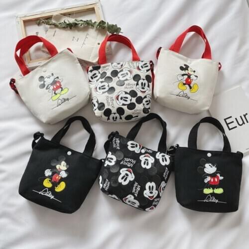 Disney cartoon cute Mickey mouse diagonal shoulder bag portable Korean canvas small bag kid girls coin bags