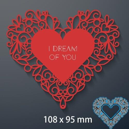 Cutting Dies Hollow Laser Heart Card Template New for Decoration Scrapbooking Stencil Paper Craft Album Template 108*95mm
