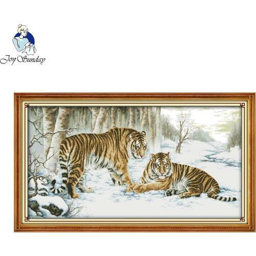 Joy Sunday Tiger Cross Stitch Painting Patterns Needlework Embroidery Stamped Counted Easy Cross Stitch Design DIY Home Decor