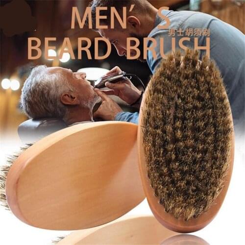 High Quality Soft Boar Bristle Wood Beard Brush Hairdresser Shaving Tool Men Mustache Comb Beard Hair Comb 20