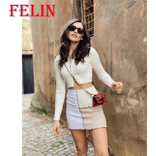 FELIN Za Women 2021 New Skirt Fashion Panelled Patchwork Screw Thread Slim Y2K Skirt Summer Female Sweet Streetwear Faldas Mujer